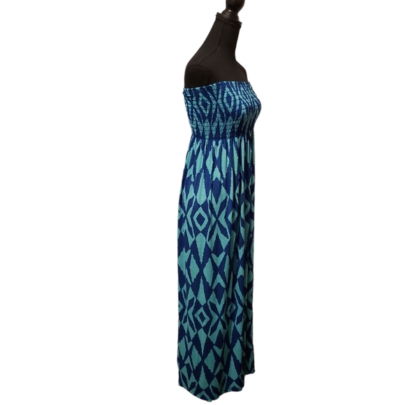 💚Blue/Green Strapless Maxi Dress💚Size M/L - Picture 3 of 7